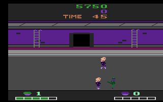 Double Dragon (Atari 2600) screenshot: A fight in progress