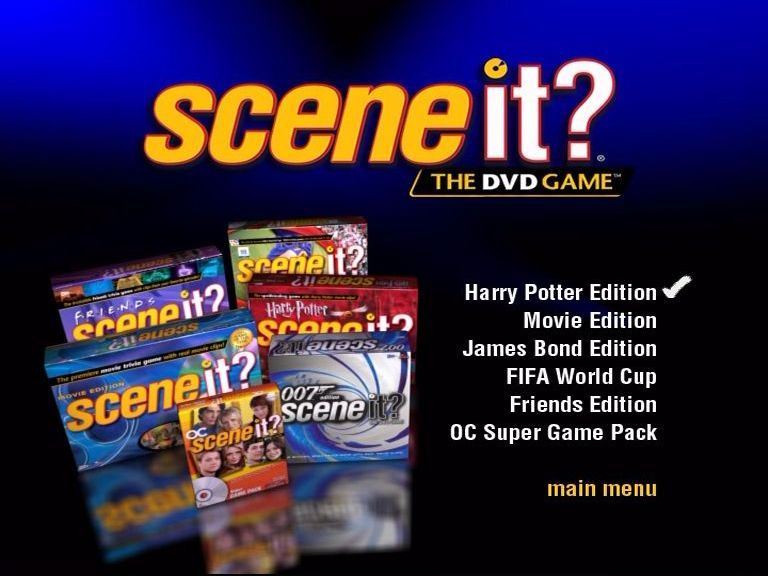 Scene It?: Music (DVD Player) screenshot: The Products option from the main menu shows a separate screen promoting each of these games