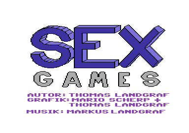 Sex Games (Commodore 64) screenshot: Splash screen (original German version)