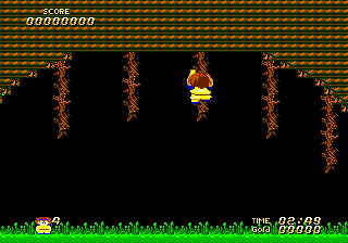 Pyros (Genesis) screenshot: Jumping from vine to vine.