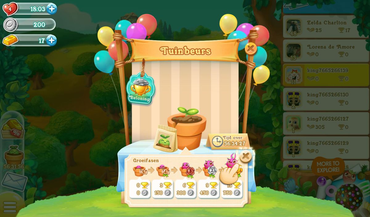 Farm Heroes Super Saga (Android) screenshot: At the country fair after completing the first set of levels (Dutch version).