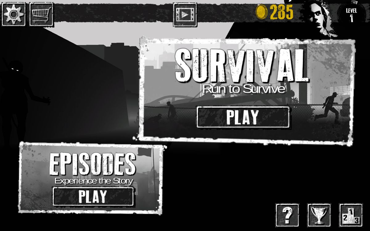 Fear the Walking Dead: Dead Run (Android) screenshot: The two main game modes