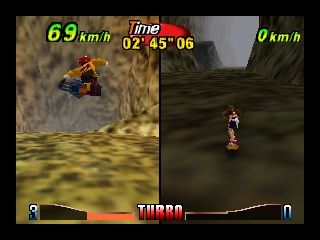Air Boarder 64 (Nintendo 64) screenshot: A 2-player race