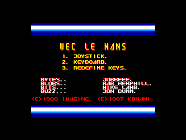 WEC Le Mans 24 (Amstrad CPC) screenshot: Main menu