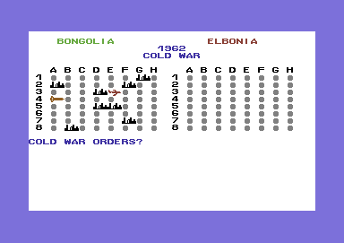 Nukewar (Commodore 64) screenshot: The gameplay screen