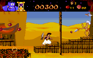 Disney's Aladdin (DOS) screenshot: A Little Apple can Destroy