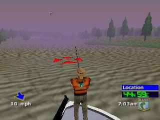 BassMasters 2000 (Nintendo 64) screenshot: Selecting a spot to throw the bait.