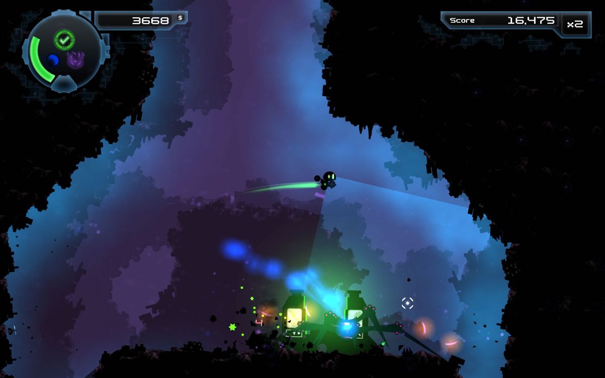 Good Robot (Windows) screenshot: Shooting with a safe distance from above.
