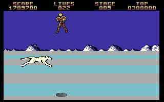 Space Harrier II (Commodore 64) screenshot: ... and then turns into a big cat