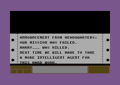 Mission Elevator (Commodore 64) screenshot: Mission failed