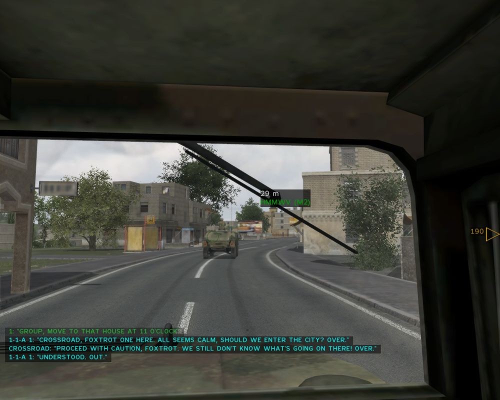 ArmA: Combat Operations (Windows) screenshot: The calm before the storm. Carefully driving through a city.