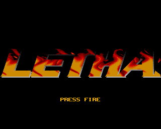 Lethal Weapon (Amiga) screenshot: Scrolling "Lethal Weapon" logo