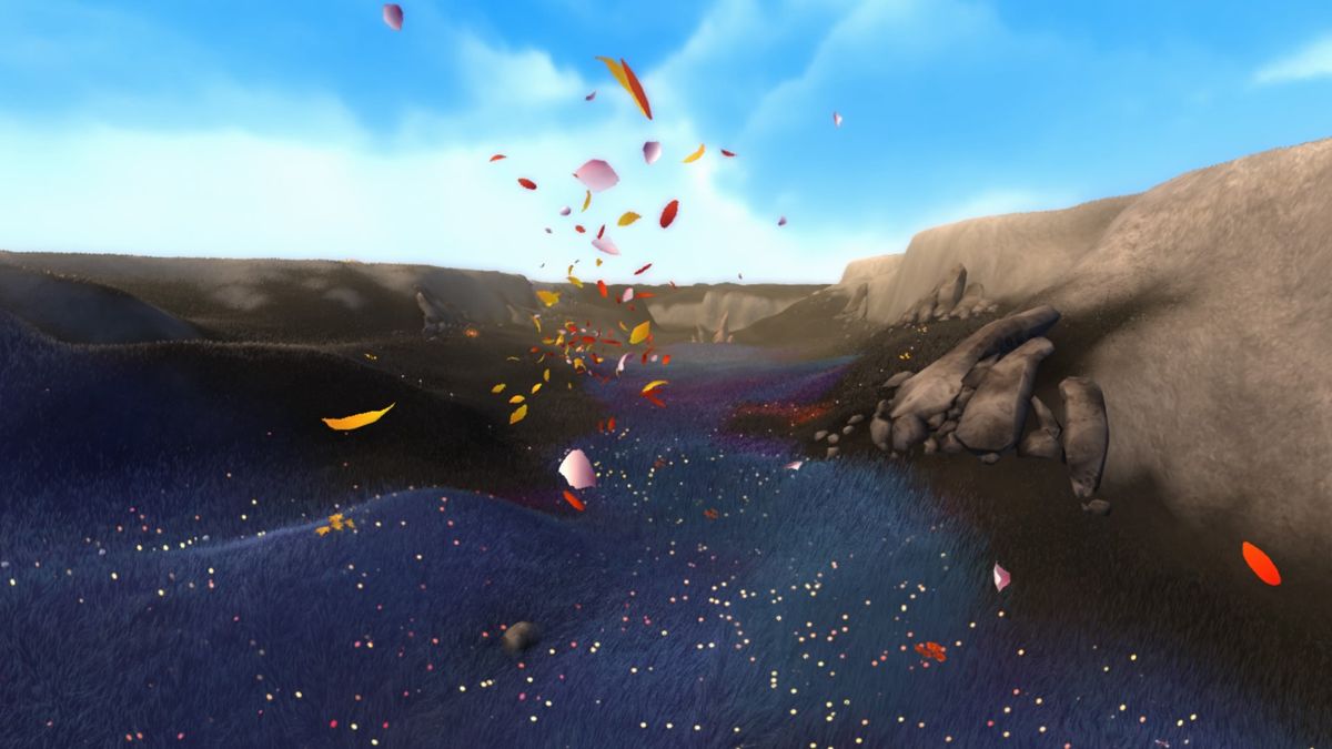 Flower (PlayStation 4) screenshot: Leaving a purple trail