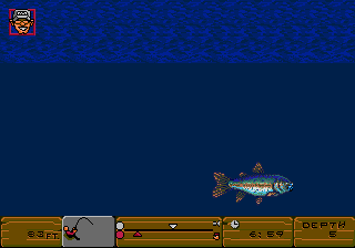 Bass Masters Classic (Genesis) screenshot: Got the fish on the hook