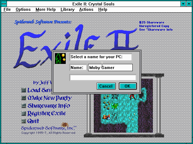 Exile II: Crystal Souls (Windows 3.x) screenshot: Betcha knew I was going to call him that, didn't you?