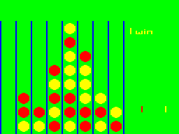 Acornsoft Games Pack 4 (Atom) screenshot: End game in colour (Four Row)