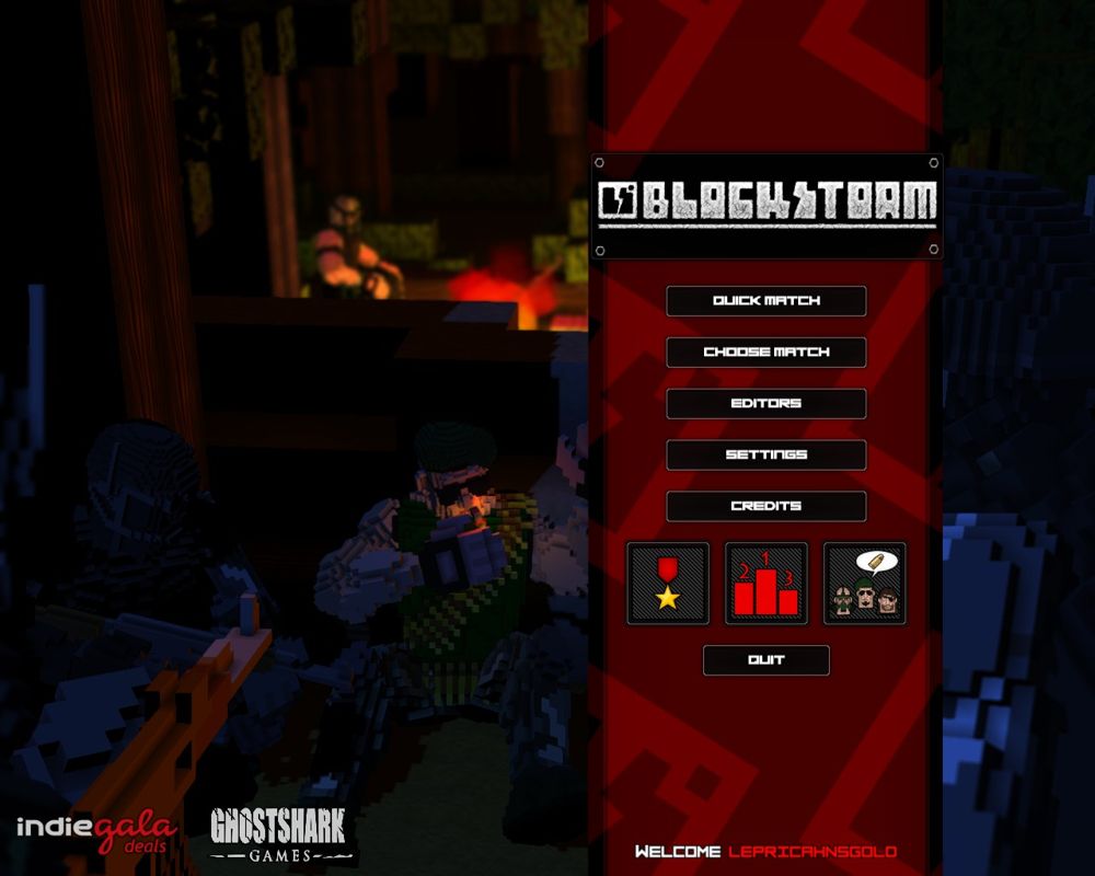 Blockstorm (Windows) screenshot: Title and main menu
