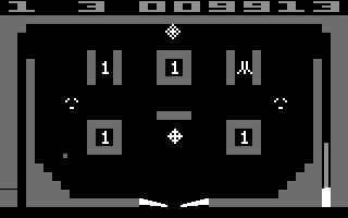 Video Pinball (Atari 2600) screenshot: The game in black and white mode