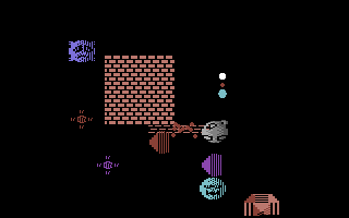 I, Ball (Commodore 64) screenshot: Picked up a single laser that enables the ball to shoot sideways