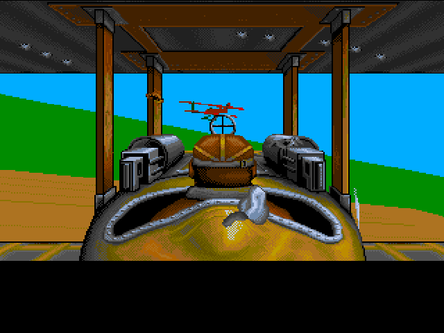 Wings (Amiga) screenshot: Tailing a German biplane.