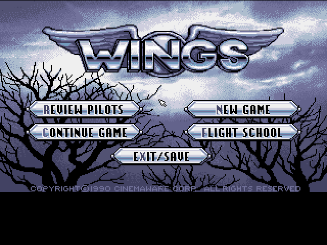 Wings (Amiga) screenshot: Main Title/Main Menu