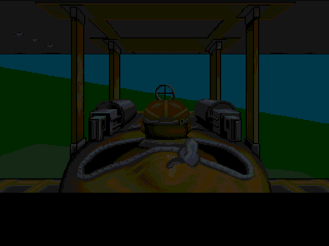 Wings (Amiga) screenshot: Flying by night. This is exactly how it looks like, it is not a gamma contrast thingy, trust me.