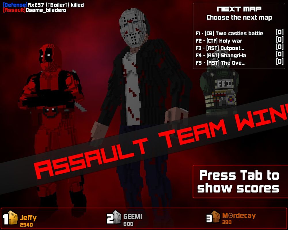 Blockstorm (Linux) screenshot: Assault team won
