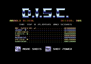 D.I.S.C. (Commodore 64) screenshot: Title screen