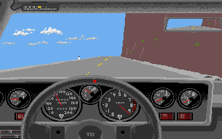 Test Drive (Atari ST) screenshot: Racing...