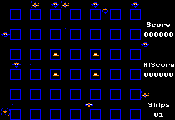 Crossfire (Apple II) screenshot: Gameplay scene