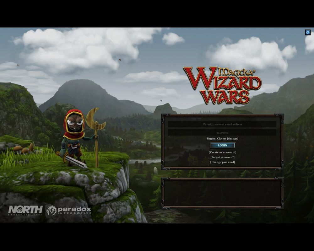 Magicka: Wizard Wars (Windows) screenshot: Title and login screen