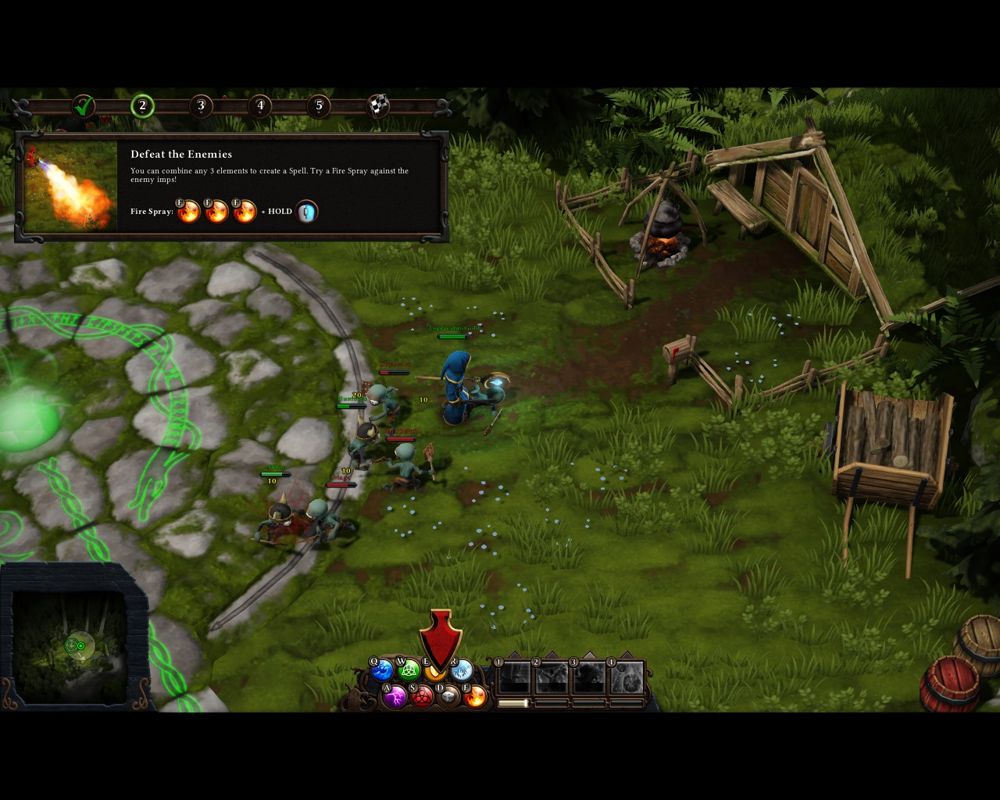 Magicka: Wizard Wars (Windows) screenshot: Fighting enemies in the tutorial