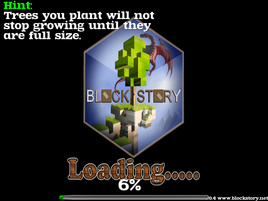 Block Story (Windows) screenshot: A loading screen with hints