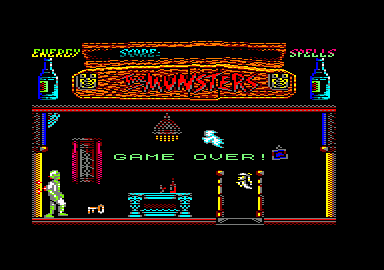 The Munsters (Amstrad CPC) screenshot: You lost your life. Game over.