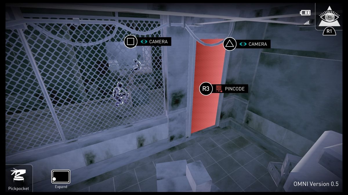 République (PlayStation 4) screenshot: Episode 1 - Certain gates require a code before you can open them