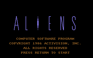 Aliens: The Computer Game (Commodore 64) screenshot: Title screen