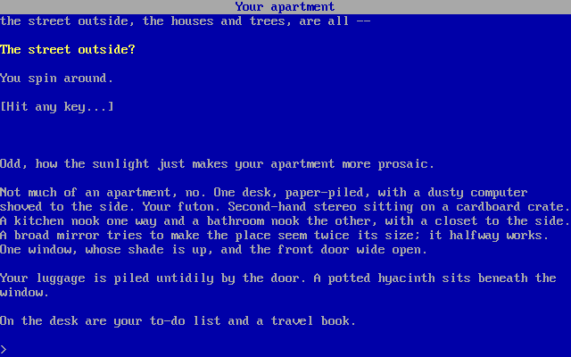 Shade (DOS) screenshot: Thank goodness -- it was all a dream!