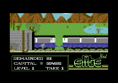 The Fall Guy (Commodore 64) screenshot: Falling down from the train