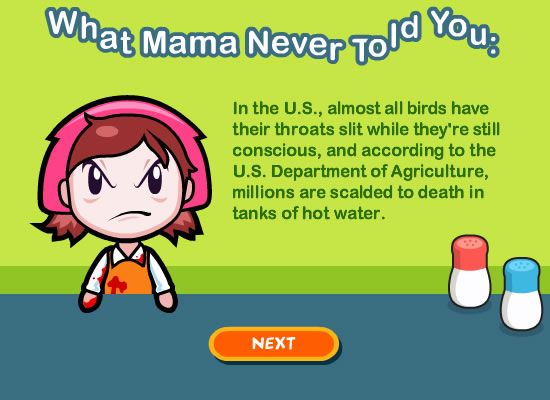 Cooking Mama: Mama Kills Animals (Browser) screenshot: Did mama tell you this?