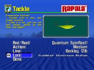 BassMasters 2000 (Nintendo 64) screenshot: Customizable options in Tackle