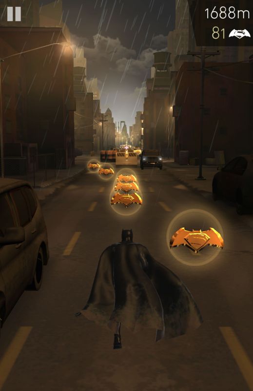 Batman v Superman: Who Will Win (Android) screenshot: Collecting signs playing as Batman.