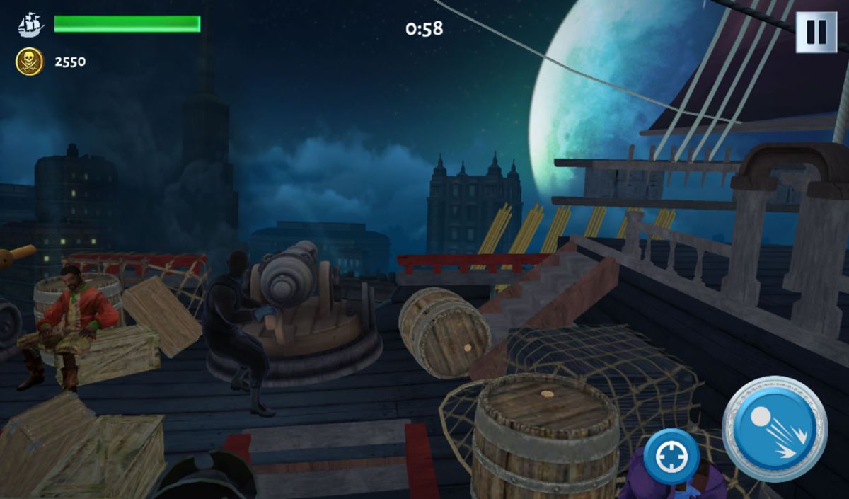 Pan: Escape to Neverland (Android) screenshot: The location where you man the cannon.