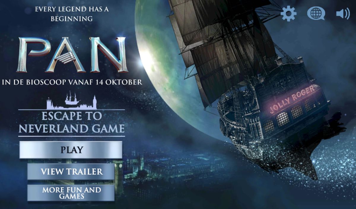 Pan: Escape to Neverland (Android) screenshot: Main menu (Dutch version)