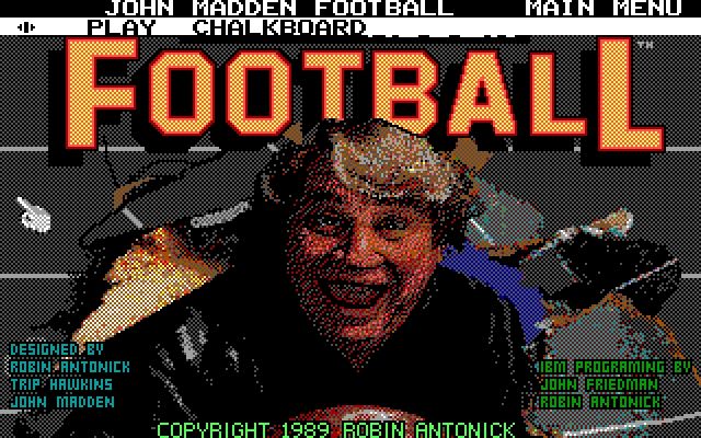 John Madden Football (DOS) screenshot: Open splash / Menu screen