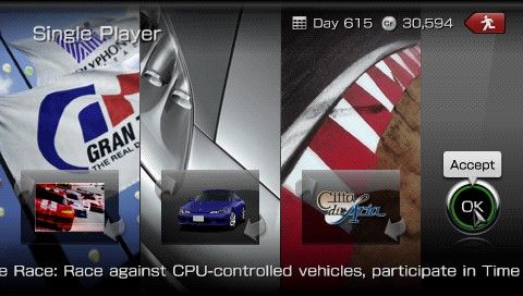 Gran Turismo (PSP) screenshot: Main single player menu