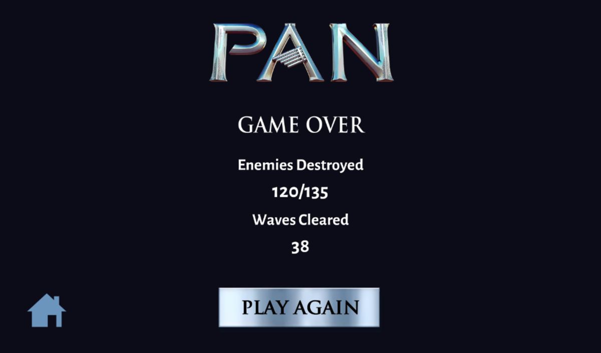 Pan: Escape to Neverland (Android) screenshot: Game Over