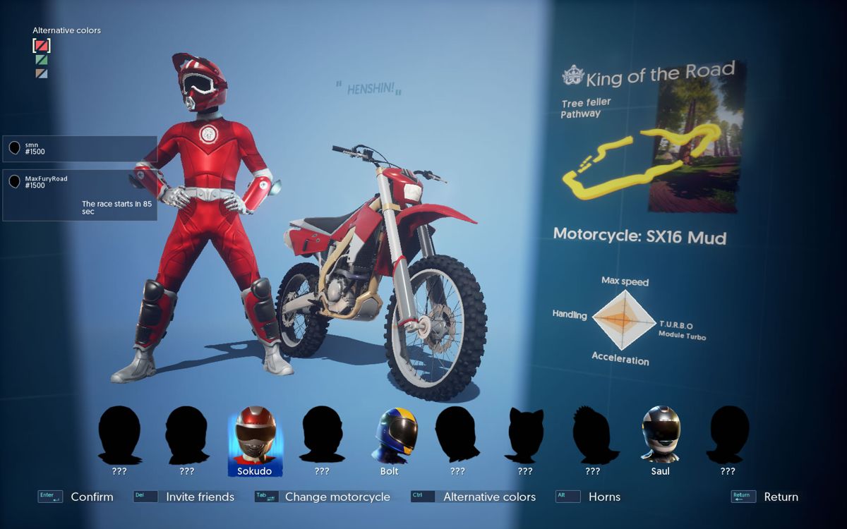 Moto Racer 4 (Windows) screenshot: Rider selection and upgrade screen