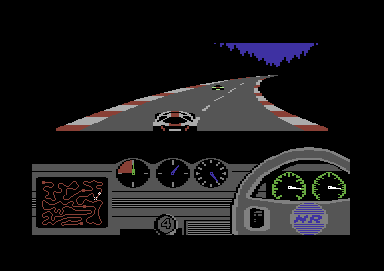 Night Racer (Commodore 64) screenshot: The car is about to blow