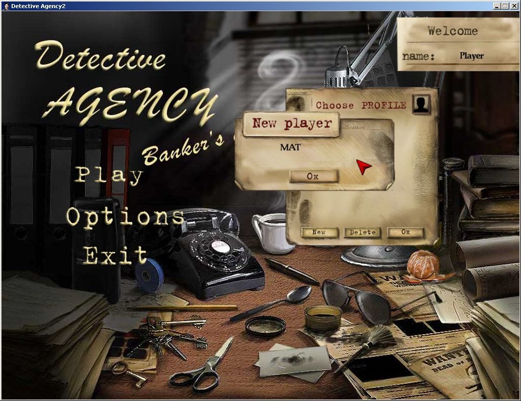 Detective Agency 2: The Bankers Wife (Windows) screenshot: Creating new player