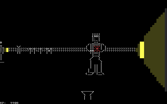 Oleg Sobolev's ASCII Doom (DOS) screenshot: An intermediate view